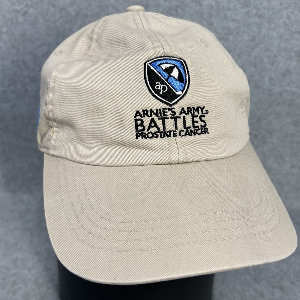 Arnie's Army Battles Prostate Cancer Tan Ball Cap Hat Adjustable Strap Preowned